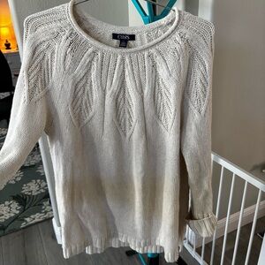 Chaps Women's Cottagecore Cream Knit Sweater
